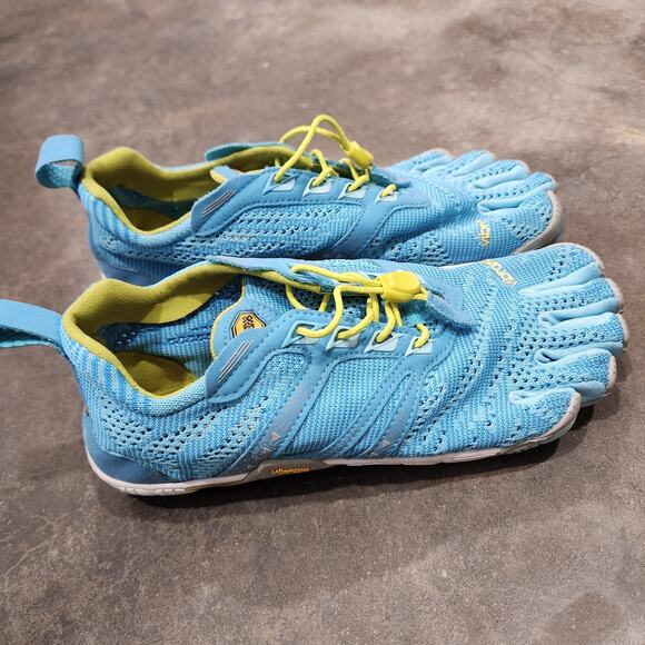 Vibram Womens Five Fingers KMD EVO Shoe Blue/Yellow Sz 38 EU/7-7.5 US Excellent - Picture 1 of 8